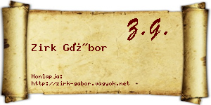 Zirk Gábor névjegykártya